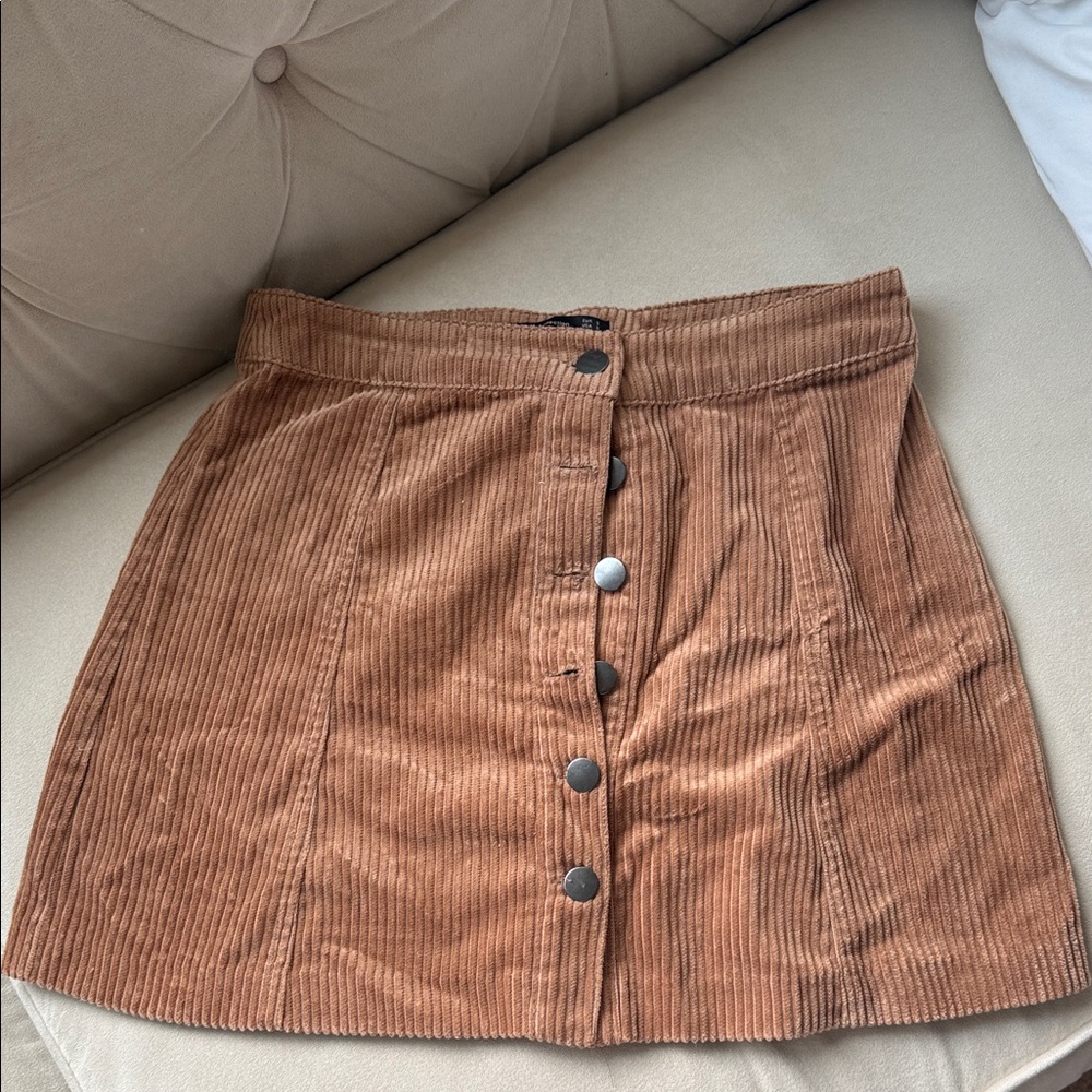 Zara Brown Corduroy Button-Up Skirt